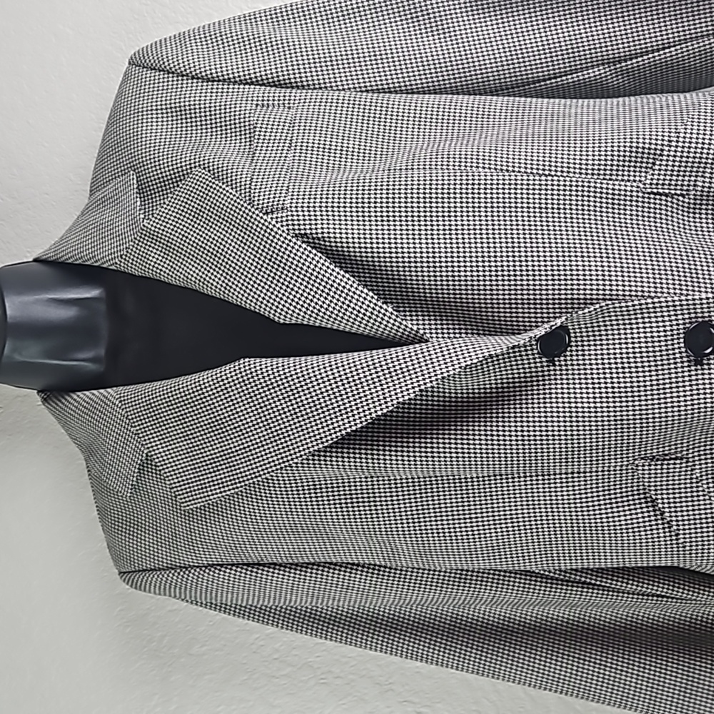 David Emanuel Collectables Women's Houndstooth Black Wool Lined Blazer Sz 10